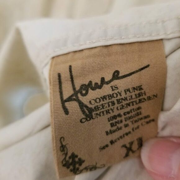 Howe Cream Tan Cotton Men's Embroidered Western Button Down Shirt XL - Picture 5 of 11